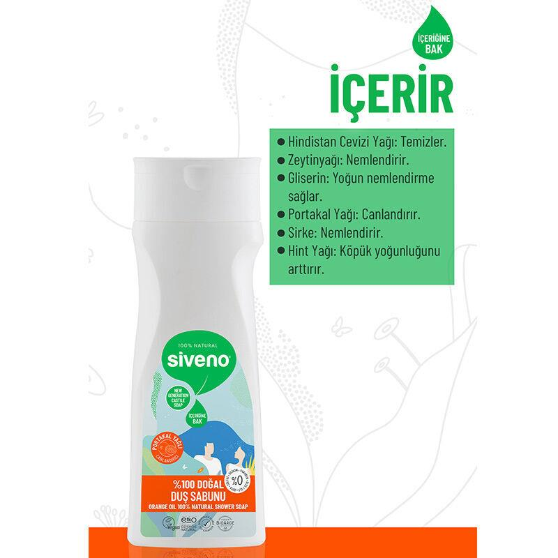 Siveno Duş Sabunu Portakal Kokulu Canlandırıcı Duş Jeli 6 Değerli Bitki Vegan 300 ml - 3