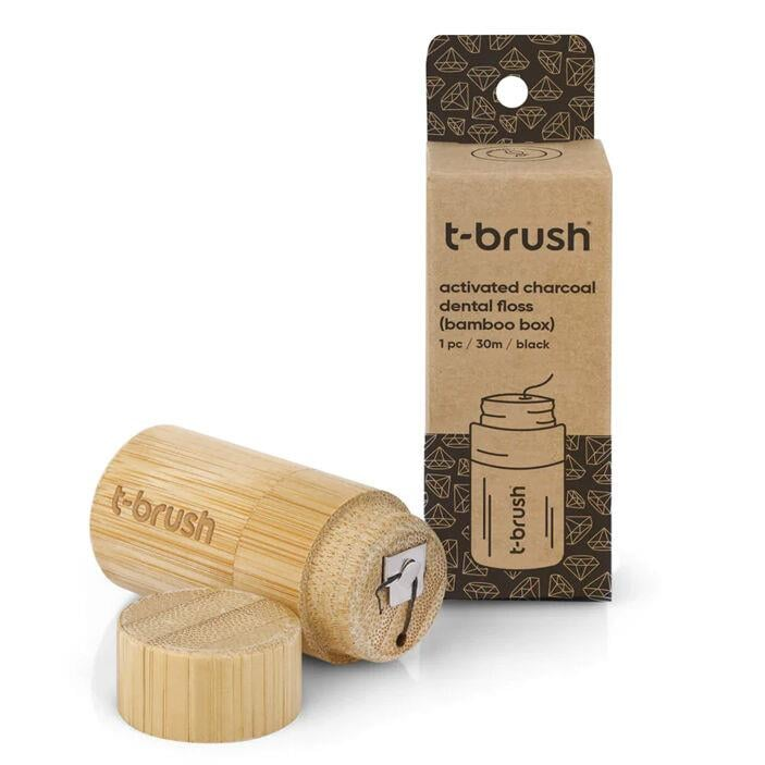 T-brush Aktif Kömürlü Bambu Kutu Doğal Diş İpi 30 m