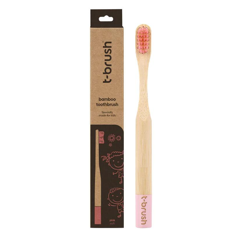 T-brush Vegan Bambu Çocuk Diş Fırçası Yumuşak Pembe
