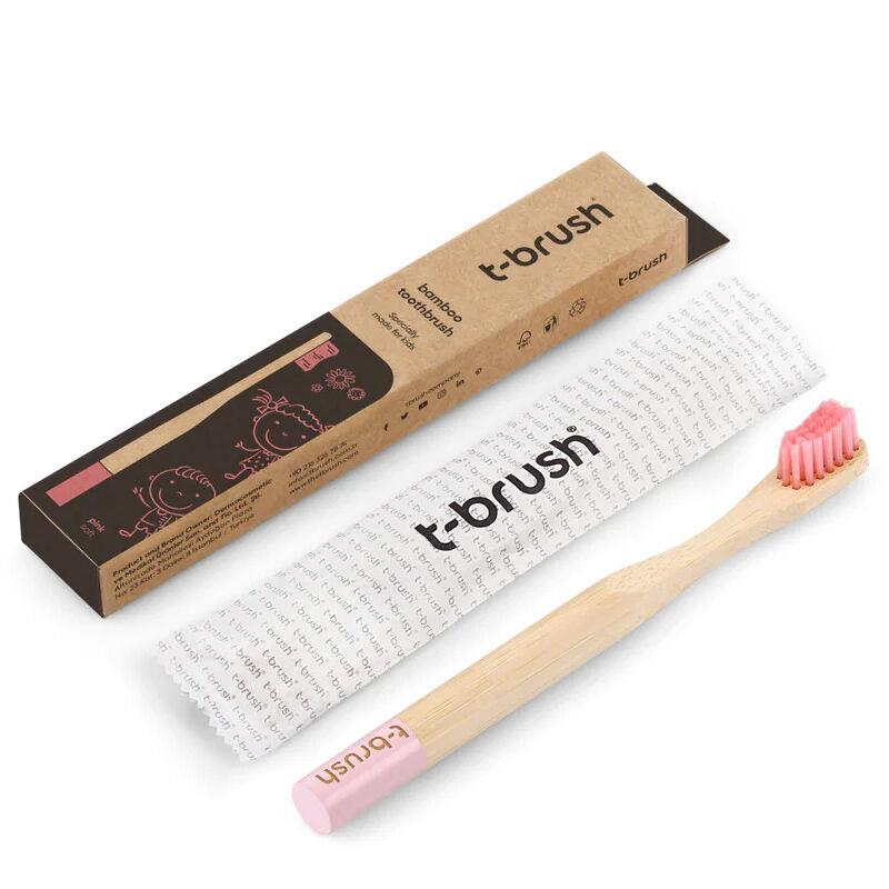 T-brush Vegan Bambu Çocuk Diş Fırçası Yumuşak Pembe (2)